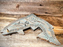 Fish Shaped Cribbage Board- Mountain Scene