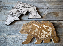 Handcrafted, CNC-carved fish and bear -shaped hard maple cribbage board, artisan-made in Montana