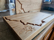 Montana Juice groove maple cutting board fish and elk engravings, Made in Montana
