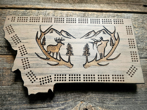 Cribbage Board-Antler Scene