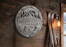 Custom Ski Mountain Sign, 16" round carved wood wall sign