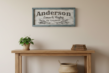 Family Name wedding sign, wooden framed teal and barnwood sign Made in Montana Knotty Pine Woodworks