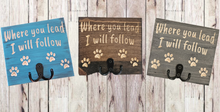 Leash Hooks- wooden decorative leash and collar hanger