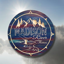 Fly Fishing Rivers 16" wood circle sign