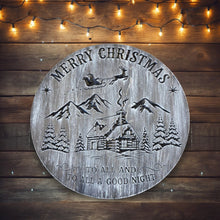 Merry Christmas to all and to all a good night- 16" wooden circle sign
