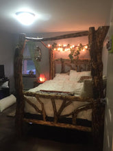 Twisted Log Canopy Queen bed