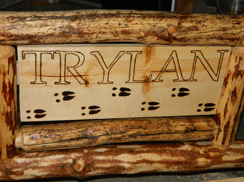 Personalized Log Twin Bed