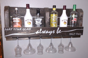 Knotty Pine Woodworks Wine and liquor rack, May your glass always be half full