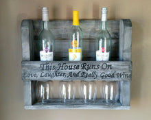 Knotty Pine Woodworks 4 stemless glass wine rack, This house runs on love laughter and really good wine