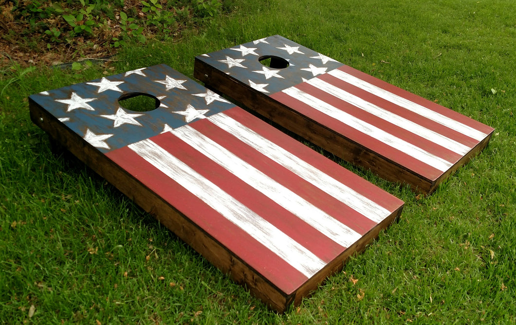 Knotty Pine Woodworks- corn hole stars and stripes