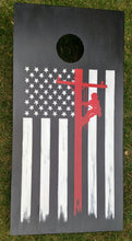 Knotty Pine Woodworks- corn hole lineman flag