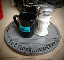 But first...Coffee- grey/ebony lazy susan- Knotty Pine Woodworks