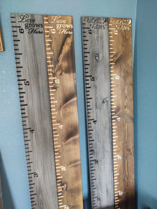 Growth chart, carved details, Love Grows here, Reach for the Stars, Loved Beyond Measure, Knotty Pine Woodworks