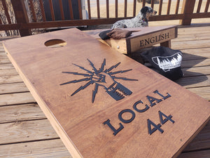 Local 44 Cornhole boards, Montana made, Knotty Pine Woodworks Dillon, MT