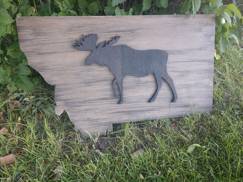 MT Moose silhouette, Montana Moose cutout, Knotty Pine Woodworks