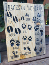 Tracks of Montana, natural blue pine color, animal prints- Knotty Pine Woodworks